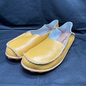Venus Celia Women's Tan Moccasins Natural Comfort Leather Loafer Size 40(8.5)